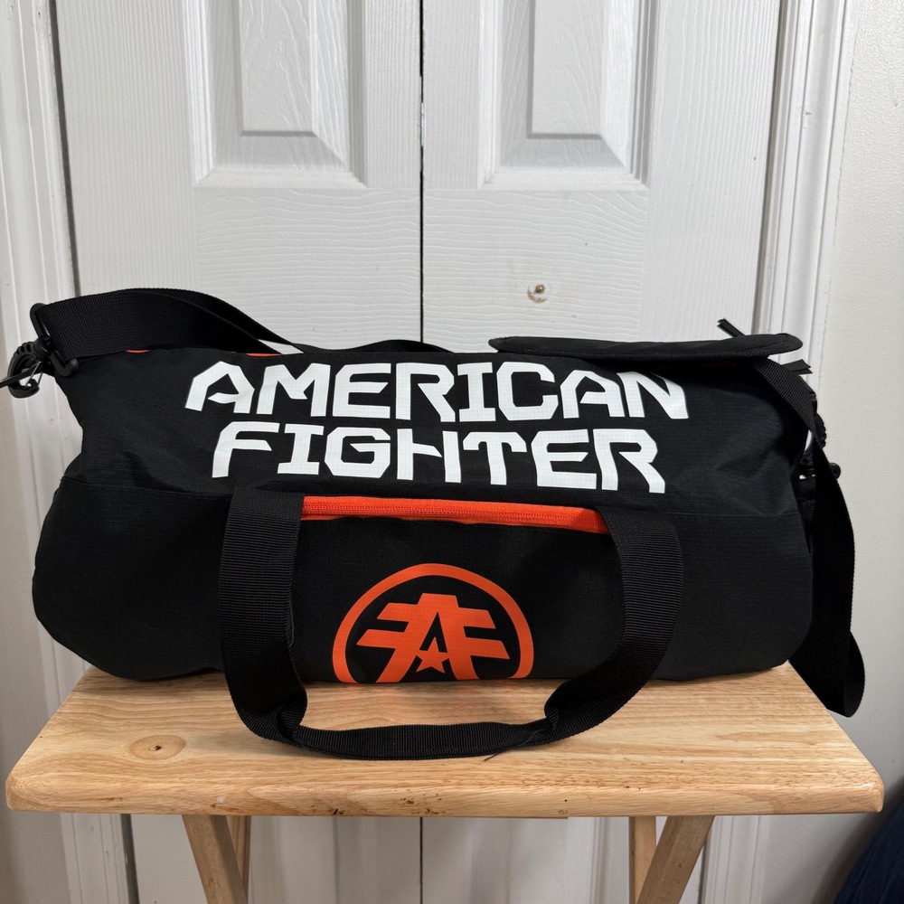 American Fighter Duffle Bag OS Black Orange Gym Travel MMA Sporty Streetwear